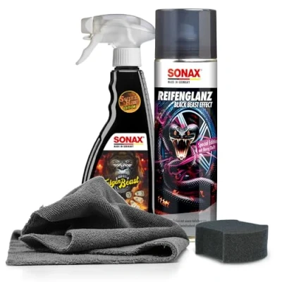 Afbeelding van Sonax Banden en velgenverzorgingsset Special Edition + Beast velgenreiniger applicatorpad microvezeldoek Onderhoud reiniging