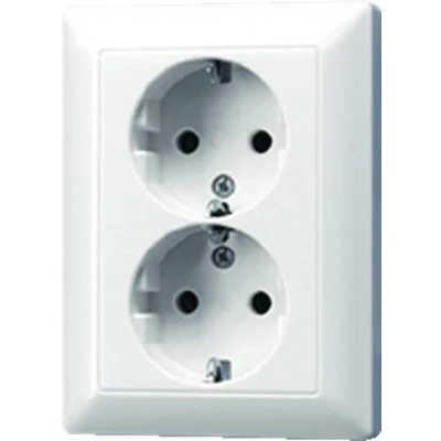 Afbeelding van JUNG AS5015WW WANDCONTACTDOOS 2 VOUDIG MET RANDAARDE ALPIN WIT