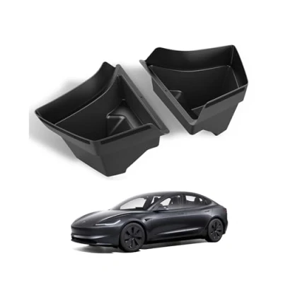 Afbeelding van Spigen Tesla model 3 Highland 2024, kofferbak organizer, strepenpatroon, zijbox voor woonaccessoires, opbergdoos carbon