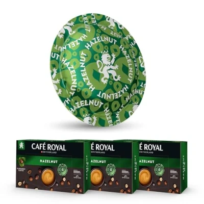 Afbeelding van 150 koffiecapsules Royal Hazelnootsmaak Compatibel met Nespresso®* Professional koffiemachines Verpakking: 3 x 50 pads