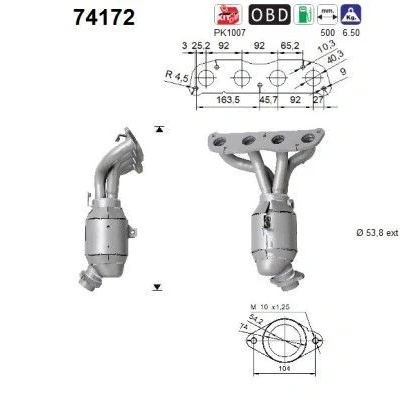 Afbeelding van AS 74172 Katalysator Euro 5 NISSAN: Qashqai / Qashqai+2 I
