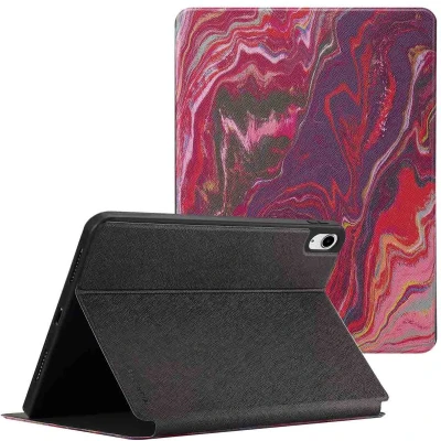 Afbeelding van Selencia Tablet Hoes Geschikt voor iPad 10 (2022) 10.9 inch 10e generatie Vivid Tablethoes Meerkleurig /Marble Plum