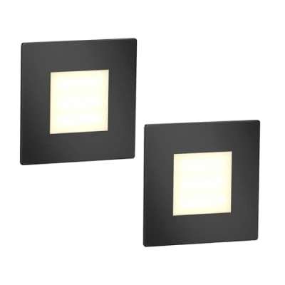 Afbeelding van ledscom.de FEX LED trapverlichting binnen en buiten hoek zwart 85x85mm warm wit 2 stuks