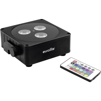 Afbeelding van Eurolite AKKU Flat Light 3 LED UPLIGHT op accu Zwart Spotlight