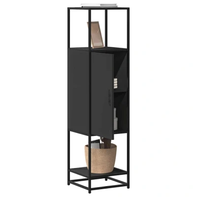 Afbeelding van vidaXL Hoge kast 35,5x35x139 cm bewerkt hout en metaal zwart