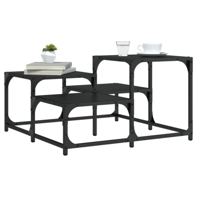 Afbeelding van Salontafel 68x68x40 cm bewerkt hout zwart