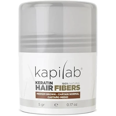 Afbeelding van Kapilab Keratine Volumepoeder Middenbruin Geeft volume aan het haar Verbergt haaruitval 100% natuurlijk 5 gram