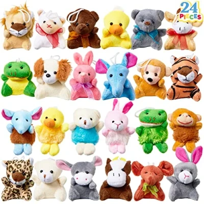 Afbeelding van JOYIN 24 stuks mini dierenspeelgoed van pluche, 7,6 cm, schattig speelgoed, vulling feestzakken, charmant, feestcadeau voor kinderen