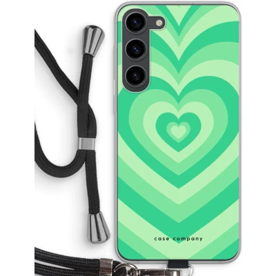Afbeelding van Case Company® hoesje met Koord geschikt voor Samsung Galaxy S23 Plus Hart Groen Telefoonhoesje Zwart Bescherming aan alle Kanten en Over de Schermrand