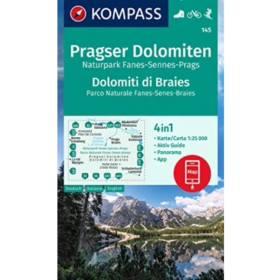 Afbeelding van KOMPASS WK 145 Wandelkaart Pragser Dolomiten, Naturpark Fanes Sennes Prags, Dolomiti di Braies, Parco Naturale Senes Braies 1:25.000
