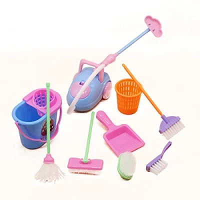 Afbeelding van YUTOU 9 stuks miniatuur poppenhuis accessoires tuinaccessoires reinigingsgereedschap meubels schaal 1:12 speelgoed