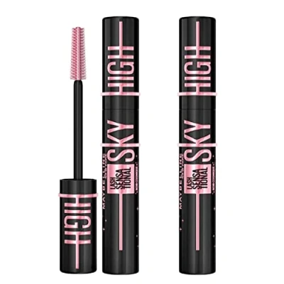 Afbeelding van Maybelline New York Sky High Lash Sensational Mascara, volume en rekbaar, kleur Cosmic Black met flexibele borstel voor lange, gedefinieerde volle wimpers, 2 cosmetica