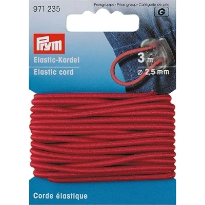 Afbeelding van Prym 971235 Elastisch touw 2,5 mm, 3 m, rood, 60% ED 40% PES, Ø