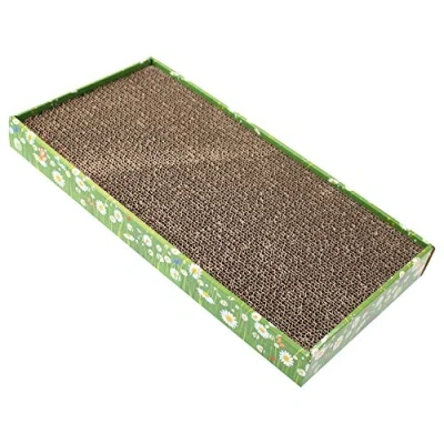 Afbeelding van Croci Krabpaal van karton, 2 lagen, omkeerbaar, met antislip voeten, inclusief kattenkruidzak, Fiori stijl, 45 x 25,5 5 cm