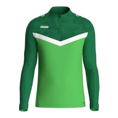 Afbeelding van JAKO Ziptop Iconic rood/wijnrood L zachtgroen/sportgreen / 164