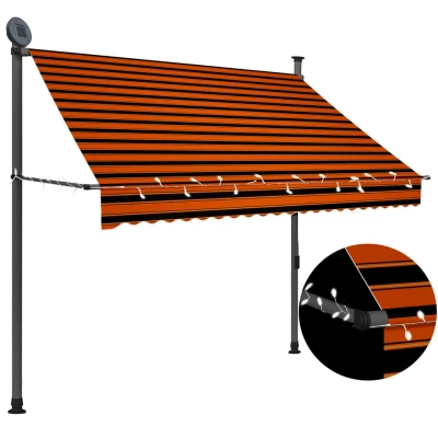 Afbeelding van Luifel handmatig uitschuifbaar met LED 200 cm oranje en bruin