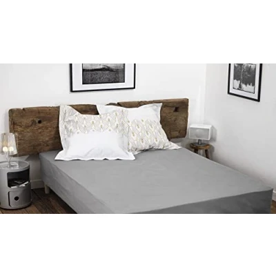 Afbeelding van HOME LINGE PASSION, Hoeslaken, lichtgrijs, 160 x 200 + 35 cm, 100% katoen, 57 draden/cm² (label Oeko TEX)