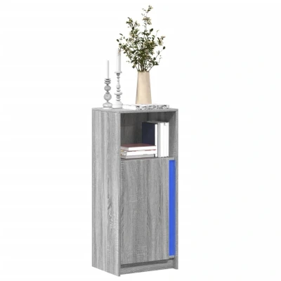 Afbeelding van Dressoir met LED 42,5x34x100 cm bewerkt hout grijs sonoma eiken