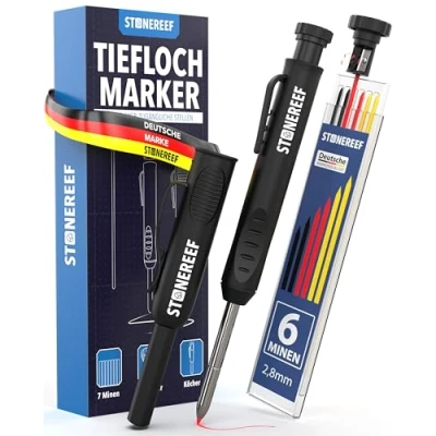 Afbeelding van STONE REEF Professionele marker voor diepe gaten [met ruit] bouwstift, timmermanspotlood, gatmarker, ambachtslieden, bouwpotloden, gatmarkers