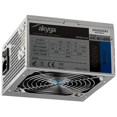 Image de Akyga Basic Series AK B1 600 Alimentation électrique (interne) ATX12V 2.31 CA 230 V Watt PFC gris