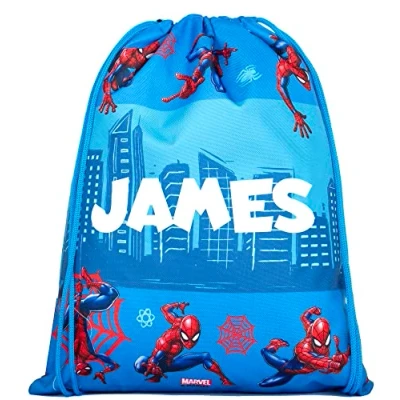 Afbeelding van Marvel Avengers tas met trekkoord voor kinderen, PE jongens en meisjes, schooltas gepersonaliseerd cadeau zwemtas zwart, Blauw