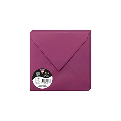 Image de Clairefontaine 5763C Paquet de 20 Enveloppes Gommées Format Carré 16,5x16,5cm 120g/m² Coloris Framboise Invitation Evènements et Correspondance Gamme Pollen Papier Premium Lisse