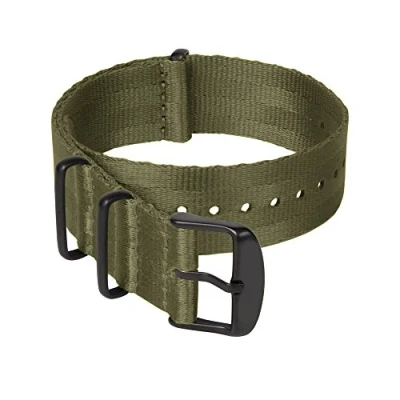 Afbeelding van Archer Watch Straps Hoogwaardige NATO nylon geweven veiligheidsband, robuuste horlogeband in militaire stijl, keuze uit kleuren en maten (18 mm, 20 22 mm), olijfgroen / zwarte stukken, Riem
