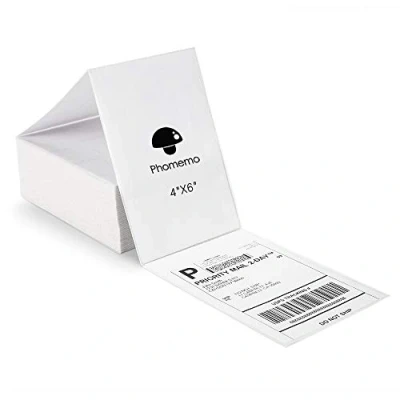 Afbeelding van Phomemo 104 x 159 mm. Direct thermisch verzendlabel, compatibel met alle kantoorlabelprinters en koeriersbedrijven (500 opvouwbare etiketten)