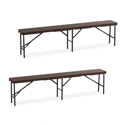 Afbeelding van Relaxdays bierbank opvouwbare bank campingbank partytent 180 cm set van 2 bruin