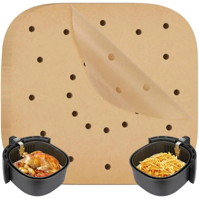 Afbeelding van MengQiLe 100 vellen 20 cm ongebleekt niet gebleekt bakpapier voor fornuis, oven, magnetron en heteluchtfriteuse