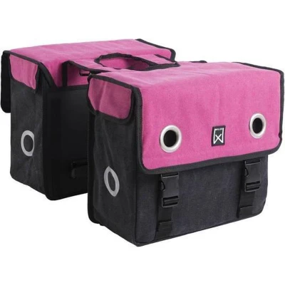 Afbeelding van Willex Canvas Dubbele Tas Roze/Zwart