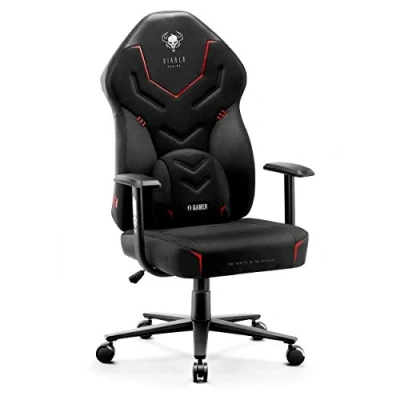 Afbeelding van Diablo X Gamer 2.0 Gaming Stoel Gamestoel Bureaustoel Stoffen Bekleding Ergonomisch Ontwerp Lumbaal Kussen Comfortabele Armleuningen (Zwart Zwart)