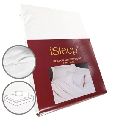 Afbeelding van iSleep Molton Kussenslopen (2 Stuks) 100% Katoen Ritssluiting 60x70 cm Wit