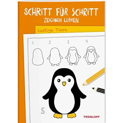 Afbeelding van Schritt für Zeichnen lernen. Lustige Tiere
