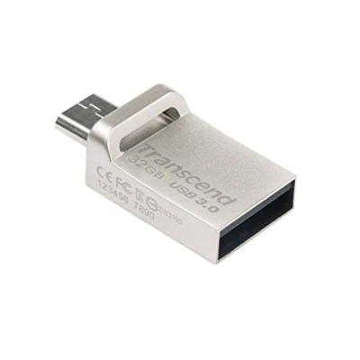 Afbeelding van Transcend JetFlash 880 (32 GB, USB A, Micro USB, 3.0), stick, Zilver