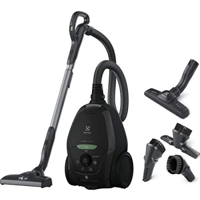 Afbeelding van Electrolux Pure D8 GREEN, stofzuiger met zak, ongelooflijk stil, 57 dB, milieuvriendelijk, 75% gerecyclede materialen, meerdere oppervlakken, intelligente automatische prestaties, PD82 zwart