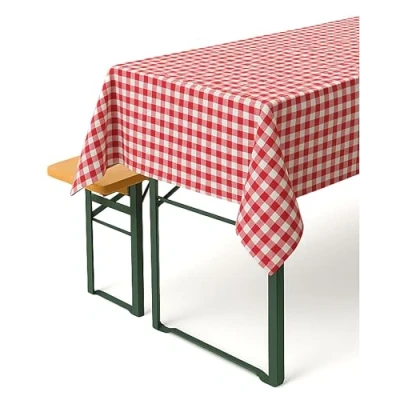 Afbeelding van Landhaus geruite tafelkleden, kleur en afmetingen naar keuze, 100% katoen (80 x 80 cm vierkant, rood wit geruit)
