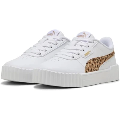 Afbeelding van PUMA Carina 3.0 Animal PS Meisjes Sneakers White Light Sand Gold