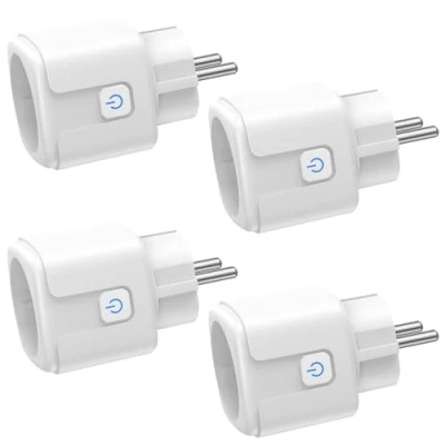 Afbeelding van wifi stopcontact, 2 delig, intelligent 16 A, 3680 W, stopcontact met stroomverbruik, afstandsbediening, spraakbediening, compatibel Alexa en Google voor Frankrijk