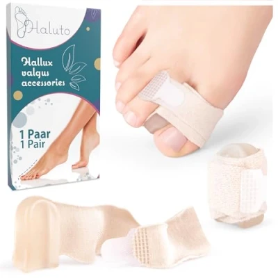 Afbeelding van HALUTO Teencorrectiepleisters van siliconengel, 2 stuks, met teenbandage, hamer, hallux, overlappende teenbrace