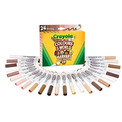Afbeelding van Crayola Colors of The World, set van 24 kleurpennen, assortiment huidskleuren over de hele wereld, aanbevolen leeftijd: vanaf 3 jaar