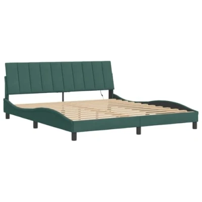 Afbeelding van vidaXL Bedframe met LED verlichting fluweel donkergroen 180x200 cm