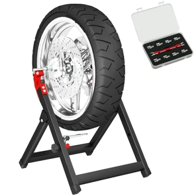 Afbeelding van HOMCOM Équilibreuse Manuelle de Roues Moto Aluminium et Acier, équilibrage des dommages Pliable, avec clé à Rayons, Compatible jusqu&#039;à 21 Pouces, Noir