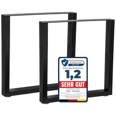 Afbeelding van Melko Set van 2 stalen Tafelpoten 70 x 72 cm Vierkante buis Tafelstandaard Industriële look Meubelpoten met vloerbescherming