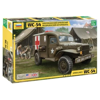 Afbeelding van 1:35 Zvezda 3711 Dodge WC 54 Ambulance Militair Voertuig Plastic Modelbouwpakket
