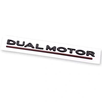 Afbeelding van Autosticker met dubbele motor voor model 3 Y X S (mat zwart en rood)