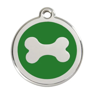 Afbeelding van Bone green roestvrijstalen hondenpenning large/groot dia. 3,8 cm RedDingo