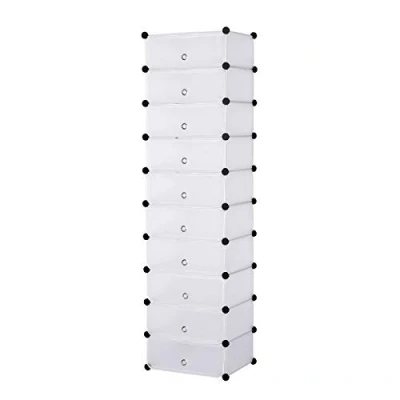 Afbeelding van Rootz Schoenenkast Schoenenopslag Schoenenorganizer Opbergrek Schoenenplank Wit 47x37x170cm
