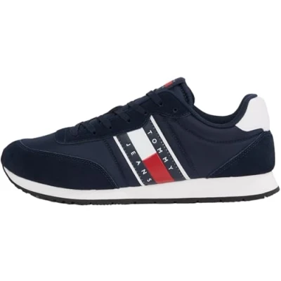 Afbeelding van Tommy Jeans Runner Casual Sneakers laag, Heren, Maat: 46, Dark night navy Leer en textiel