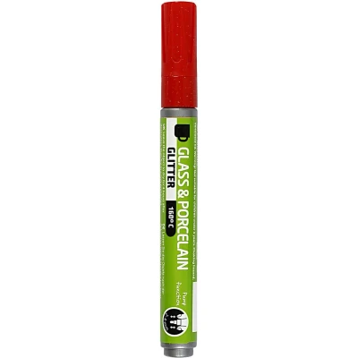Afbeelding van Glas en Porseleinstift Glitter Semi Dekkend Rood
